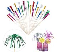 FLZONE Palitos de Cóctel,100 Palillos de Cóctel Brochetas de Bambú Palillo de Frutas para Cócteles Aperitivos Frutas Postres Artículos de Fiesta Brocheta de Frutas-Fuegos Artificiales