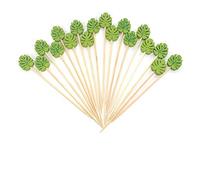 FLZONE Palitos de Cóctel,100 Palillos de Cóctel Brochetas de Bambú Palillo de Frutas para Cócteles Aperitivos Frutas Postres Artículos de Fiesta Brocheta de Frutas-Hojas de Palma