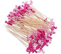FLZONE Palitos de Cóctel,100 Palillos de Cóctel Brochetas de Bambú Palillo de Frutas para Cócteles Aperitivos Frutas Postres Artículos de Fiesta Brocheta de Frutas-Flamenco