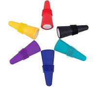 FLZONE Tapones de Vino,6 pcsTapones de Vino Silicona,Reutilizables de Silicona sellador de Botellas de Bebida con Agarre Superior