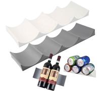 FLZONHUT Botellero Frigorífico,2 Piezas Estante para Botellas de Silicona,Soporte Antideslizante,Porta Botellas de Never Botellero Vino para Armarios,Encimeras y Refrigerador(Blanco,Gris)