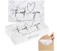 FLZONHUT Tarjetas de Agradecimiento,100 Piezas Tarjetas Interiores en Blanco Tarjetas de Visita Thank You Cards Small Business Tarjetas para Escribir Bloc para al Mensaje Graffiti 9 x 5.4cm