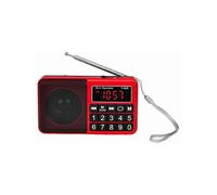 FM/AM(MW)/SW/USB/Micro-SD/MP3 Portable Radio, Radio Station with Big Buttons and Large Screen, 800mAh Rechargeable Portable Radio (Red)