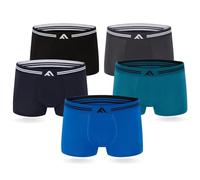 FM London Bóxers de bambú para hombre paquete de 5 con diseño elástico, Negro/Gris/Azul, M