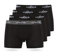 FM London - Bóxers para hombre, suaves, ropa interior elástica para uso diario paquete de 4/8, Negro (Pack de 4), XL