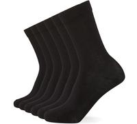 FM London Calcetines de bambú para mujer paquete de 6 - Calcetines de mujer lisos y estampados diseñados para sentirse suaves y resistir el olor, Negro, 32-36