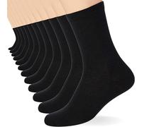 FM London Calcetines escolares (paquete de 12), Calf Socks para Unisex Niños, Negro, 19-22