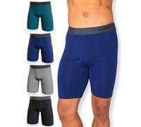 FM London Calzoncillos de Hombre Boxer, Pack de 4 - Boxer Largos para Hombre de Bambú Supersuaves, Transpirables y Antirrozaduras, con Abertura Frontal