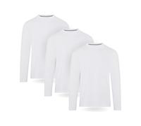 FM London Camiseta de Manga Larga Hombre, Pack de 3 - Camisetas para Hombre de Algodón Suave de Alto Gramaje, Corte Estilizado y Favorecedor, Cuello Redondo