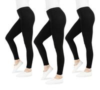 FM London mallas informales para mujer paquete de 3 - Leggings no transparentes para mujeres del Reino Unido - Leggings negros de ajuste cómodo, Negro, M