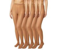 FM London Mallas para mujer paquete de 5 - Cómodas mallas para mujer con diseño elástico, Nude, L