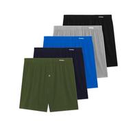 FM London Pack de 5 Calzoncillos para Hombre de Algodón 100% Supersuave, Colores Lisos - Bóxer de Estilo Holgado, Bragueta Abotonada y Cintura Elástica, Surtido Oscuro, M