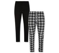 FM London pijama para hombre paquete de 2 - Pantalones de pijama ligeros para hombre, ropa de dormir y ropa de dormir, Multicolor (Cuadros Negros), L