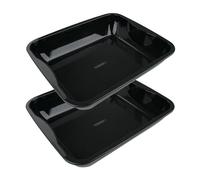 FM Professional 9912650 - Juego de 2 platos de horno, plato esmaltado, bandeja para horno (40 x 34 x 8 cm), color negro