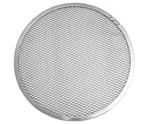 FM PROFESSIONAL Bandeja de horno en aluminio redonda perforada o retina redonda para hornear pizzas, enfriar repostería y descongelar alimentos, 33x33x0,3cm, 1ud.