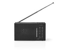 Nedis, Mini radio AM / FM a pilas con toma para auriculares y ajuste analógico