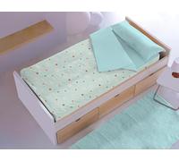 FM TEX Saco Nórdico Estampado para Cuna, Set de 3 Piezas con Cremallera, Compatible con Múltiples Tamaños (Espacio Verde, 70x160 cm)