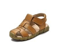 FM2018XSL Sandalias Casual de Verano para Niños, Sandalias de Cuero Antideslizantes Playa, Talla 21-36(Amarillo-25)
