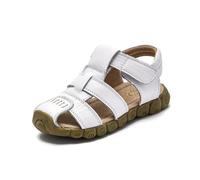 FM2018XSL Sandalias Casual de Verano para Niños, Sandalias de Cuero Antideslizantes Playa, Talla 21-36(Blanco-25)