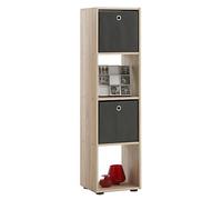 FMD Möbel - Estantería para Libros, con 4 Compartimentos, de pie o Tumbado en Roble para salón, Oficina, habitación Infantil