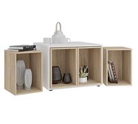 FMD Möbel Joker 1 - Mesa de Centro de Madera, Color Blanco y Roble NB Rectangular