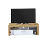 FMD Möbel Mueble bajo, Tabla de Madera aglomerada, Color Roble y Blanco, ca. 150 x 52,8 x 40 cm