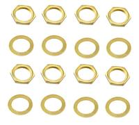 FMHXG 8 juegos de tuercas doradas de hierro con arandelas para guitarra eléctrica, piezas de bajo de 9,36 mm, 3/8 pulgadas, accesorios musicales para bajo (8 tuercas + 8 arandelas)