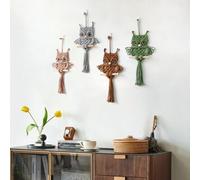 FMIYJUN Tapiz para colgar en la pared, diseño de búho, bohemio, hecho a mano, de algodón, decoración del hogar, sala de estar, oficina, dormitorio (verde