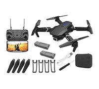 FMONH E88 Pro Adult GPS Drone 4K Pro Cámara Dual Plegable Video en Tiempo Real Drone RC Avión Quad-Copter con 2 baterías, Negro