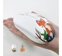 FMOUSE Lindo ratón Bluetooth de zorro de dibujos animados, 2,4 GHz, inalámbrico, con receptor USB, para laptop, iPad, Mac, ratón silencioso adecuado para el trabajo y el estudio (zorro)