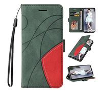 FMPCUON Funda Compatible con OPPO A53 2020/A53s/A33 2020/A32,Funda Libro OPPO A53 2020/A53s/A33 2020/A32,Flip Folio Cartera Carcasa Billetera Móvil 【Bicolor Leather 】 Case Cover Cuero Caso,Verde