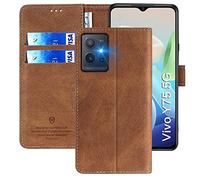 FMPCUON Funda Libro para Vivo Y75 5G/ Y55 5G,Carcasa Vivo Y75 5G/ Y55 5G Cierre Magnético,Capa Vivo Y75 5G/ Y55 5G Plegable Cartera Flip Protección Cover Case Étui,Marrón