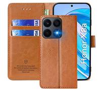 FMPCUON Funda para Honor X8a(6.7"),Funda Libro Honor X8a(6.7") Funda con Tapa,Cuero Carcasa Magnético Funda Cartera Móvil para Honor X8a(6.7"), Marrón