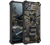 FMPCUON Funda para iPhone 13 Estuche Rígido para PC de Doble Capa,[Diseño de Bolsa de Aire Anticaída] Robusto Carcasa Verde Militar