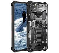 FMPCUON Funda para iPhone 13 Mini Estuche Rígido para PC de Doble Capa,[Diseño de Bolsa de Aire Anticaída] Robusto Carcasa Negro