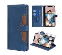 FMPCUON Funda para OPPO Realme C3/Realme C3i,Funda Libro OPPO Realme C3/Realme C3i,Premium Flip Billetera Carcasa de Cuero Phone Protectora Case Cover Caso + Vidrio Templado *2,Azul