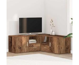 FMPGJLYH Estantería esquinera en aspecto de madera envejecida, 200 x 40 x 45 cm, versátil estantería de almacenamiento como armario esquinero o separador de habitaciones, estable de madera baja para