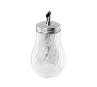 FMProfessional Azucarero, Dosificador de Azúcar, Azucarero Vintage de Cristal, Azucarero con Dosificador en Acero Inoxidable, Capacidad 280ml, 8 x 8 x 14,5 cm, 1 ud.