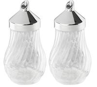 FMprofessional Dosificador Azucar o Sal 280 ml| Azucarero o Salero Vintage| Azucarero de Cristal con Dosificador en ABS Cromado | Transparente | 8x8x14,5cm (Paquete de 2)
