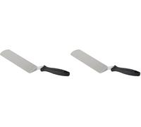 FMProfessional Espátula de Cocina Profesional para Plancha y Horno, Paleta Cocina de Acero Inoxidable y Mango de Poliamida, Color Inoxidable y Negro, 39x7 cm, 1 Ud. (Paquete de 2)
