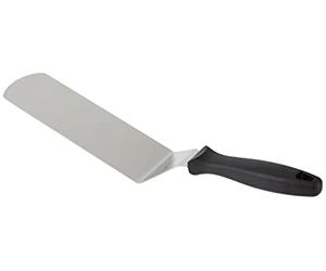 FMProfessional Espátula de Cocina Profesional para Plancha y Horno, Paleta Cocina de Acero Inoxidable y Mango de Poliamida, Color Inoxidable y Negro, 39x7 cm, 1 Ud.