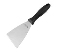 FMProfessional Paleta Plancha Cocina profesional para asar en acero inoxidable con mango de poliamida negro, 25,5x10cm, 1ud.