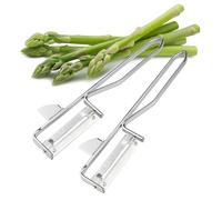FMprofessional Pelador, pelador de verduras con sacabolas, pelador con cuchilla afilada para pelar frutas y verduras (Color: Plata), Cantidad: 2 piezas