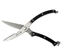 FMProfessional Tijeras de cocina profesionales para trinchar con hojas curvas, en acero inoxidable y plástico POM color negro, 25x4x1,5cm, 1ud.