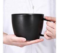 fMSDD Taza de cerámica negra mate de 30 onzas para café, té, sopa o helado