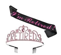 FmtwPhn Faja de jubilación para mujer - Regalos jubilados para mujeres,Conjunto de faja y tiara de jubilación, corona de tiara dorada, faja de jubilada para decoración