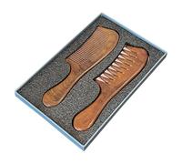 FmtwPhn Peine de madera de sándalo, peine de dientes finos para el cabello, juego de 2 peines de dientes finos hechos a mano, peine de masaje de madera para un cuidado lujoso del cabello