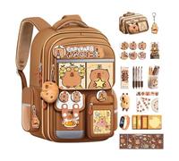FmtwPhn Sac À Dos Enfant Style Capybara Mignon Et Léger Nylon, Sac À Dos Respirant Et Imperméable Avec Bandes Réfléchissantes Et Accessoires, Idéal Pour École, Voyage Et Activités Extérieures