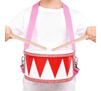 FmtwPhn Tambores para niños | Juguete educativo de madera con 2 baquetas - 20 cm tambor caja instrumento de percusión - para niños pequeños, niñas, principiantes, fiesta de cumpleaños, escenario