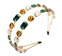 FMURY - Bandas para el pelo de metal con diamantes de imitación geométricos personalizados, accesorios vintage